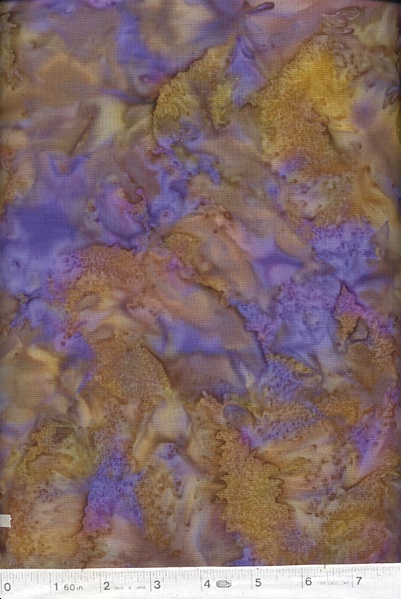 A fabric batik that has the look of butterfly wings and the colors of Iris flowers.